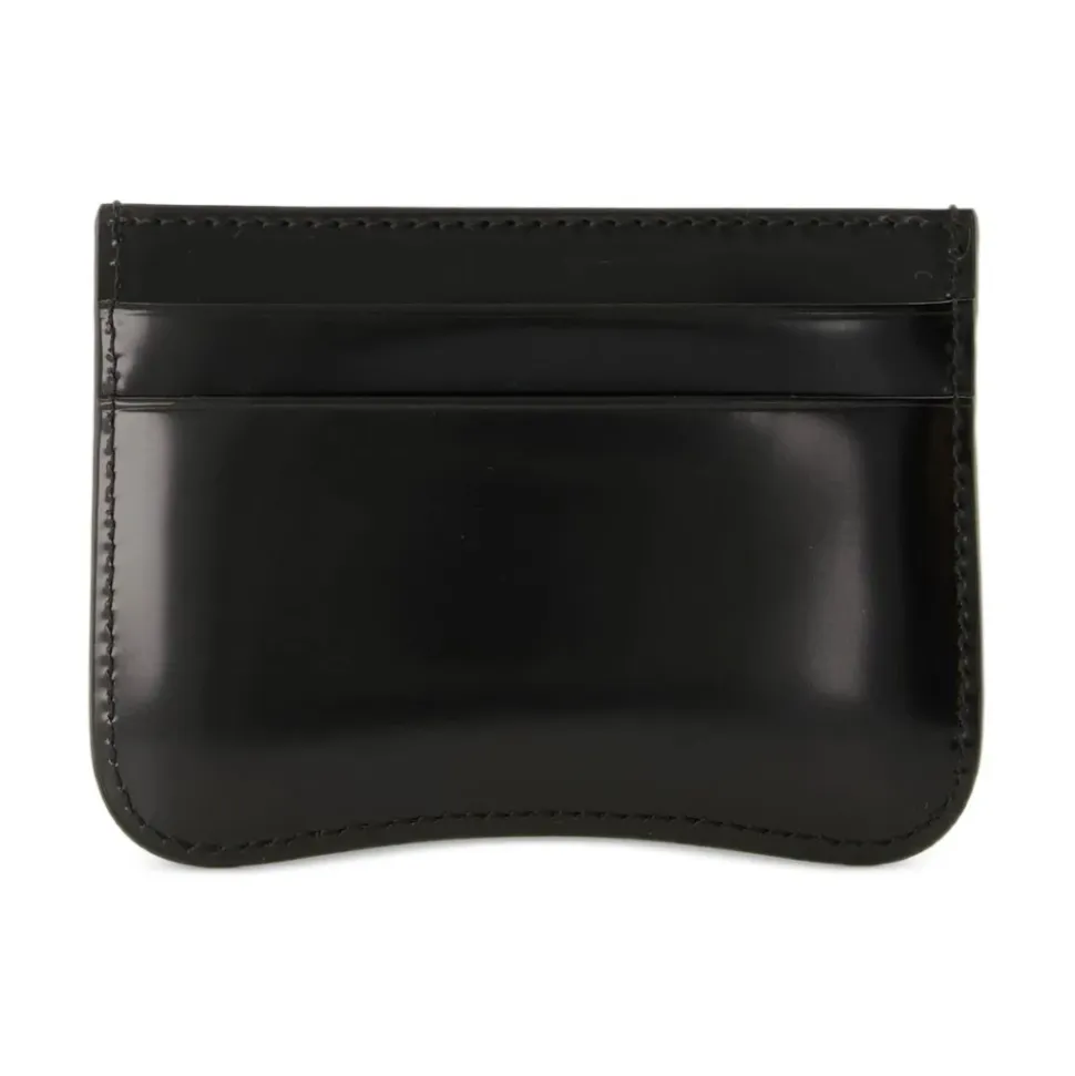 Étui Carte en Cuir Noir Verni