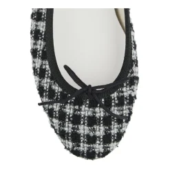 Tweed Ballerina Ballet Flats Noir