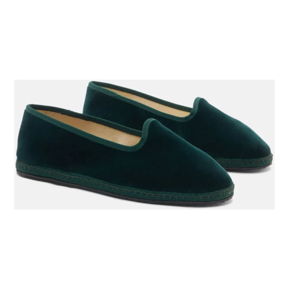 Valentina Slippers en Velours Vert