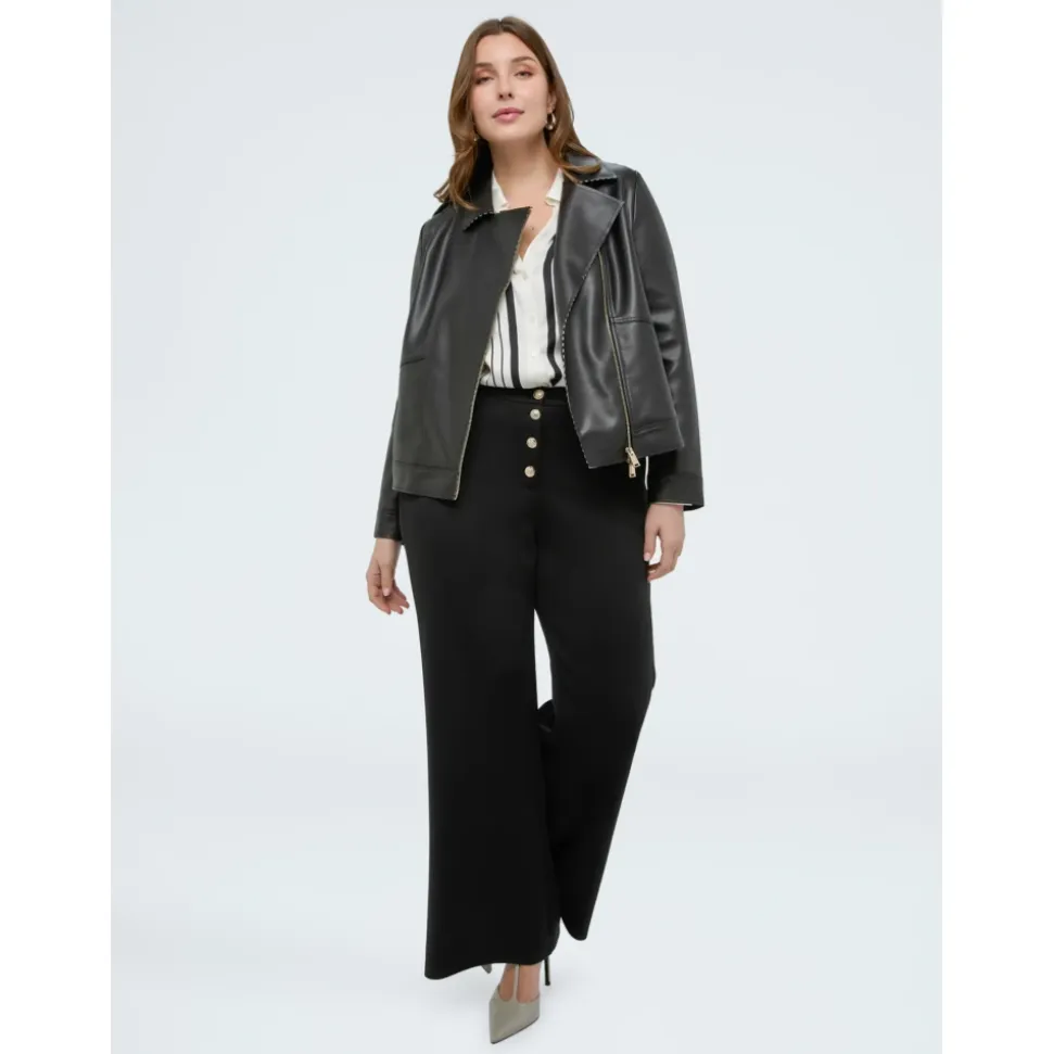Veste Biker avec Détails Rayés