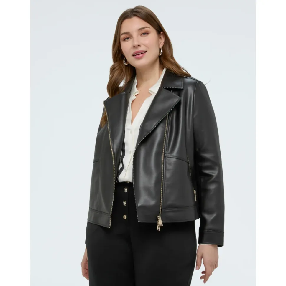 Veste Biker avec Détails Rayés