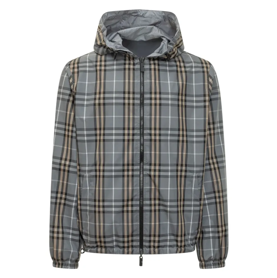 Veste à capuche réversible à carreaux