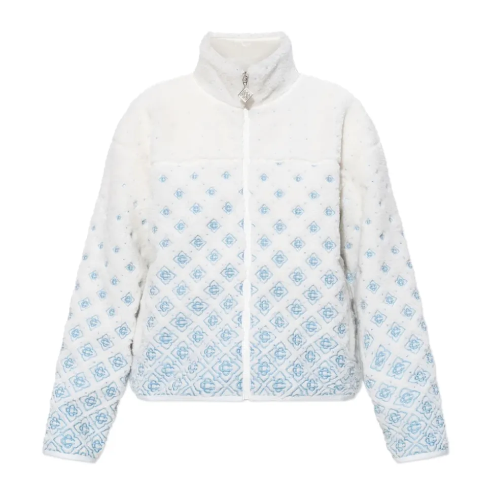 Veste cropped en molleton brodé à monogramme dégradé