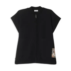 Veste Sans Manches Noire en Mélange de Laine