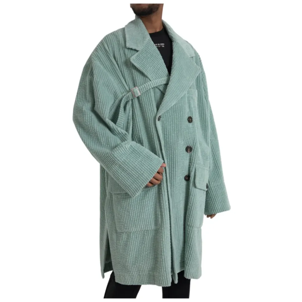 Veste Trench Coat en Velours Bleu