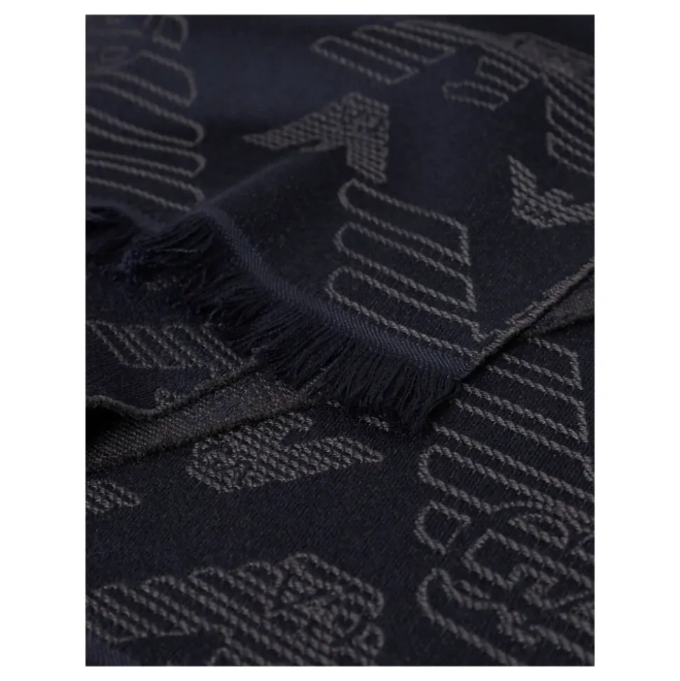 Wool Scarf with All-over Jacquard Eagle
